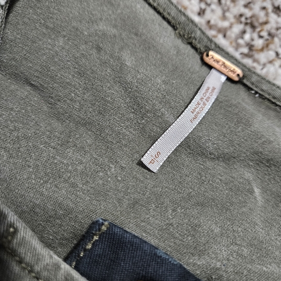 Free people revolve military green jacket button small black distressed crop - Picture 7 of 10